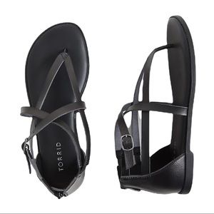 Torrid Faux Leather Crisscross Gladiator Sandal Black 11.5W